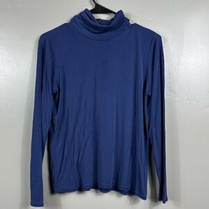 Eileen Fisher 100% Silk Turtleneck Sweater Midnight Purple Size Small